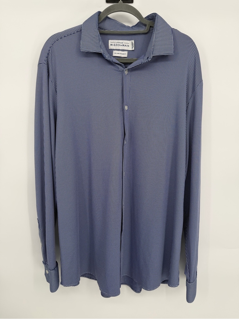 Mizzen+Main Men's Long-Sleeve Micro-Check Shirt - Blue